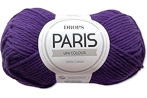 Frida's Wollhaus Drops Paris Fil d'été pour bébé, 50 g, pour tricot, crochet, 54 couleurs (couleur unie 08 | Violet foncé)