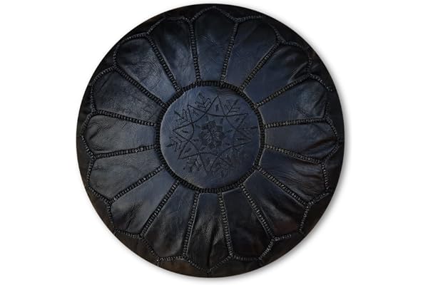 Poufs&Pillows Premium handgjord läderpuff – handgjord – levererad fylld – ottoman, fotpall, golvkudde