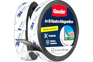 GAUDER Nastro Magnetico A+B per Zanzariere - Strisce Magnetiche Autoadesive con Forte Attrazione Reciproca - Nastro Magnetico con Contropartita & Adesivo Potente (1+1 m)