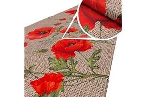ANRO Küchenteppich Küchenläufer Teppich Läufer Küche waschbar rutschfest Mohnblumen Abwaschbar 350 x 52cm