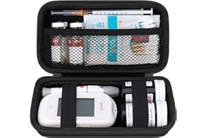 Elonbo Valise de voyage de Fournitures de diabète, Sac de Rangement de Fournitures de Biabète, Boîte de Rangement de Glucomètre de Sang, Boîte de Transport de Stylo d'insuline de Glucomètre, Noir