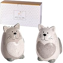 Duo Salière Et Poivrière Céramique - Motif Chinois Chat Et Chien - Rouge/bleu