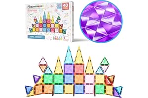 PicassoTiles 40-częściowy magnetyczny klocek do budowania Mini seria diamentów Rozmiar podróżny Magnetyczny zestaw do budowania w podróży Zestaw do nauki STEM Zestaw edukacyjny Rozwijanie mózgu