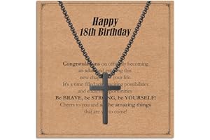 Twutqel Cross Necklace for Men Boys, Adjustable Silver/Black Stainless steel Cross Chain, 16th 18th Birthday Baptism Christmas Gifts for Son Grandson Nephew Brother Cousin Age 6-21