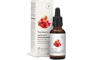 ‎AURA HERBALS AURA HERBALS® Kurkuma Extrakt - hochdosiert 830 Tropfen NovaSOL® - Curcuma - 7500mg Curcuminoide - 185x höhere Bioverfügbarkeit (24g Kurkuma in 30 ml) - VEGAN - Curcumin flüssig ohne Magnesiumstearat