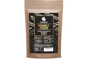 ‎LUONDU Vitamin C Pulver hochdosiert 500g Natürliches Calciumascorbat aus pflanzlicher Fermentation & gepuffert (pH-neutral, säurefrei und magenschonend) - Laborgeprüft - Vegan - Ohne unerwünschte Zusätze