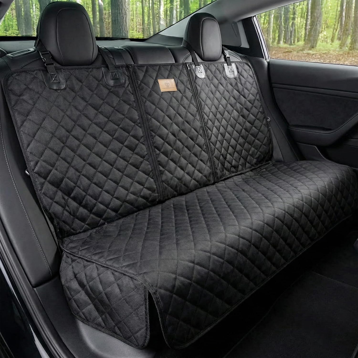 AMZPET Dog Car Seat Cover (Universal: 133cm) - Waterproof, Non-slip & Scratch-Proof - Not Isofix Compatible