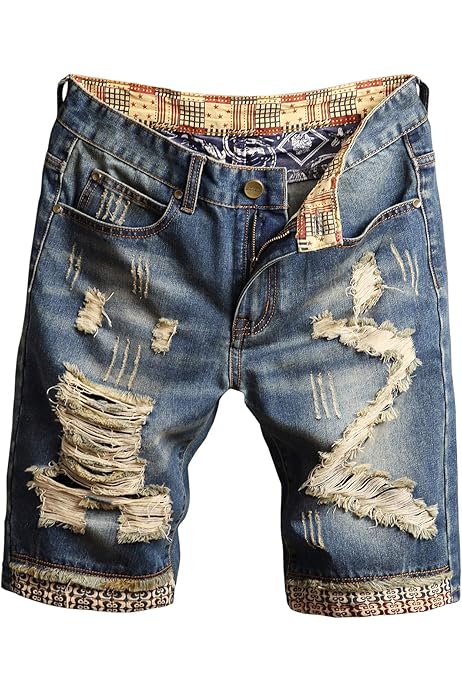 Denim Shorts For Men WDIRARA Men's Distressed Denim Shorts