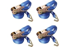 JAKAGO 4 Stück 800kg 5 m Spanngurte mit Ratsche,Zurrgurte und Ratsche Haben Haken,Befestigungsgurt Blau 25mm 800 daN (DIN EN 12195-2)