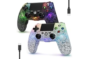 MUZELI 2er-Pack Controller per PS4 Wireless Joystick Controller LED per Playstation 4/Pro/Slim con retroilluminazione RGB regolabile, Batteria da 1000 mAh, sensore di movimento Dual Shock a 6 ass