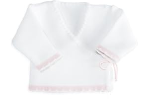 Trois Kilos Sept Mixte Bébé -1600 Brassière En Point Mousse Blanche Et Rose, Multicolore (Blanc Et Rose), 0 Mois EU