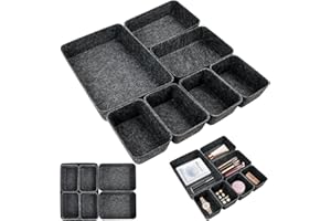 Fonyet Filcowy zestaw 7 organizerów do szuflad, możliwość układania w stos, filcowe pudełko do przechowywania, szuflady w 3 rozmiarach, system porządkowania szuflady na biurko, toaletkę, stolik nocny