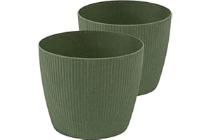‎TYMAR Tymar Blumentopf, 2er-Pack, Runde Form, Übertopf ((2pack) Waldgrün, ø 25,5 cm)