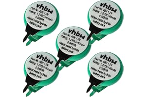 vhbw 5x NiMH ersättningsknapp cell batteri flik 2 stift typ 1/V40H 40mAh 1,2 V kompatibel med modellbyggbatterier, solcellsla