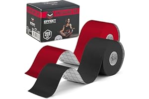 ‎EFFEKT MANUFAKTUR Effekt kinesiotape - (5m x 5cm) Rolle - Kinesiologie Tape in vielen farben - Kinesio-tape Wasserfest & Elastisch für Sport - Muskeltape Physio Tape Kinesio Tapes Rot und Schwarz