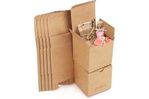 Belle Vous Geschenkbox aus Kraftpapier, Braun, 50 Stück – Karton mit 7,5 x 7,5 x 7,5 cm – Geschenkbox aus Karton, einfache Montage, für Partys, Geburtstage, Hochzeiten, Taufen, Veranstaltungen
