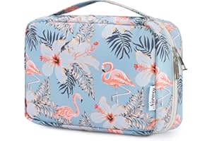 NARWEY Trousse de Toilette à Suspendre - Grande Capacité pour Homme et Femme, Aqua Flamingo