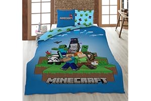 AYMAX Minecraft Ready to Survive 100% komplet pościeli dziecięcej 135 x 200 cm, poszewka na kołdrę + poszewka na poduszkę 80 x 80 cm, mikrofibra