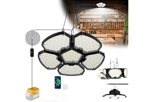 ‎T-SUN T-SUN LED Werkstattlampe für Dewalt 18V, 60W Hängen LED Baustrahler akku 2 Lichtmodi, 6000K Tragbar Campinglampe mit USB und Typ-C für Keller, Garage, Camping, Lagerraum, Notfall(Ohne Akku)
