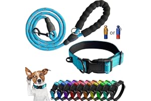 Mauts Dog Collar,Adjustable Dog Collar and Lead Set for Large Medium Small Dogs.(Small, Blue)