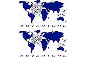 ARTSTICKERS 2 unità adesivi mappa del mondo Globe Adventure Bagagli moto petto Trail Off Road SUV 4x4 Sport per auto o moto (blu scuro)