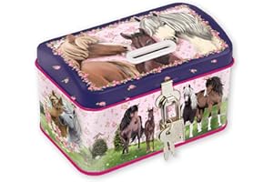 ‎TAPIRELLA TapirElla Kinder Spardose Metall mit Schloss, Pferde, Pony, Sparbüchse, Geschenkidee für Mädchen und Jungen vom Lutz Mauder Verlag, Sparschwein
