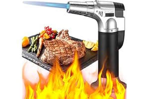 XUBX Chalumeau de Cuisine, Torche de Cuisine, Professionnelle Torche de Butane avec La Serrure de Sécurité / Flamme Réglable, Mini Flamme Briquet, Chalumeau Culinaire (Butane Non Inclus)