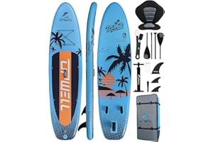 UPWELL Aufblasbares Stand Up Paddle Board 350/340/335/320cm mit SUP-Zubehör Inklusive Rucksack, Reparatursets, Rutschfestes Deck, Kajaksitz, Leine, 3 Flossen, Paddel und Handpumpe