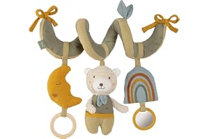 Fehn Activity Spirale Bär – Kinderwagen Spielzeug zum Fühlen und Greifen – Babyspielzeug für Bett, Laufstall, Babyschale und Autositz – Motorikspielzeug für Babys und Kleinkinder ab 0+ Monaten