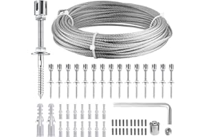 Kotsy Support pour Plantes grimpantes Corde de 24 m, Support Treillis pour Plantes Grimpantes Kit avec Supports muraux et Corde de 3 mm, 16 Supports