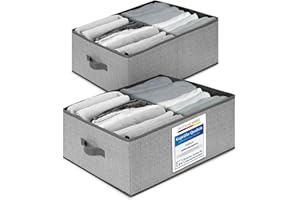 TOPP4u 2er Set große Aufbewahrungsboxen 50x40x20 cm - Boxen Aufbewahrung groß - Aufbewahrungskorb faltbar - Kleiderschrank Organizer - Stoff Kleiderboxen als Schrank Kisten - Stoffboxen in Grau-Beige