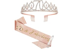 SZHUIHER Fusciacca e diadema per Il 70 ° Compleanno in Oro Rosa per Le Donne, Regali per Il 70 ° Compleanno per Forniture per bomboniere per Il 70 ° Compleanno