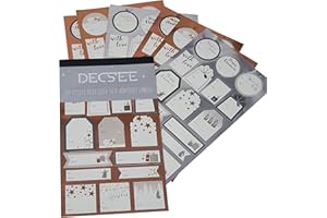 DECSEE 100 Foiled Rose Gold Self Adhesive Christmas Gift Labels Festive Present Name Tags