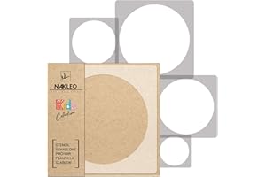 ‎NAKLEO NAKLEO Schablonen Malen für Kinderzimmer, 5 Stück Set 9x9 bis 34x34cm Kreis Punkt Geometrisch, Wiederverwendbare Kunststoff Malvorlage Raumdekoration, Basteln DIY Wand Möbel Papier Stoff