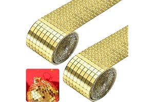 LPAMABA 2 Rotoli 3200 Pezzi Mini Mosaico Specchio Autoadesivo Mini Mosaico Piastrelle Autoadesive Quadrate 5 x 5 mm per Cucina, Bagno, Hotel, Ristorante (Oro)
