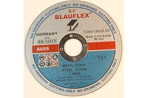 LEPIK 50 Stück Inox Trennscheibe für Stahl, Metall, Edelstahl 125 x 1,0 x 22.23 mm T41 Blauflex