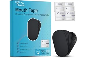 Light Pharma Mouth Tape for Sleeping, Sleep Mouth Tape for Snoring Prevention by Improving Nasal Breathing, Mouth Tape for Snoring with Rinse Free Soap Towelettes, Medical Grade | 30 + 30