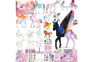 RDDAIPE DIY Malerei Einhorn Kit, Einhorn Geschenk für Mädchen, Einhorn Malset mit 17 Einhörnern Bastelset Kinder und Leuchtende Farbe, Mädchen Geschenke Geburtstag, Weihnachten, Einhorn Spielzeug