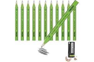 Tracer Matite da carpentiere 4H (mina rigida) 12 pezzi con temperamatite da carpentiere