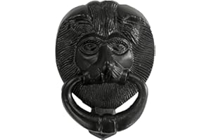 UAP Black Iron Lion's Head Door Knocker - 6 inch Traditional Front Door Hardware with Powder Coated Finish & Mounting Kit - Victorian Style Home Decor for Wardrobe & Entrance Doors