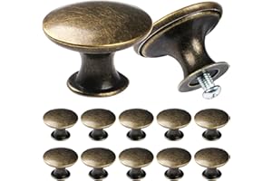 TsunNee 12 STÜCKE Vintage Schrankknöpfe, schicke Schubladenknöpfe, antike Messing Küchenschrankgriffe, 30mm runde Möbeltürknöpfe, Bronze