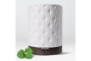 Earnest Living Diffusore di olio essenziale diffusore in ceramica bianca 250 ml timer luci notturne e funzione di spegnimento automatico Home Office Aromaterapia Diffusori per oli essenziali