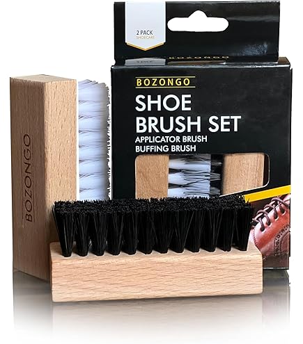 LECCEE 2 Pack Shoe Brush,Natural Horsehair Shoe Brush And Suede Leather Nubuck Brush,Footwear Shine, Polish, Buff And Clean