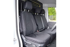 CAR SEAT COVERS DIRECT 2017+ Extra Heavy Duty Tailored Waterproof Black Seat Covers Set to Fit VW Crafter