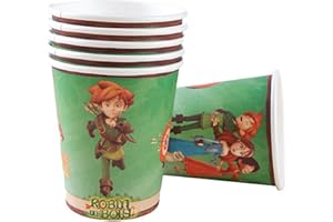 P'TIT CLOWN P' CLOWN - 14056 – Becher Robin des Hood – offizielles Lizenzprodukt – Zubehör zur Dekoration zum Kindergeburtstag – Set mit 8 – 25 cl