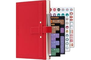 HOLDERZWU 2024-2025 Diary A5 Page a Day, Diary 2024-2025 Day Per Page from Jul 2024 to Jun 2025, Day View Planner Organizer,12 Months Agenda with Pen Set,Monthly Tabs,3 Bookmarks,Inner Pocket,Stickers (Red)