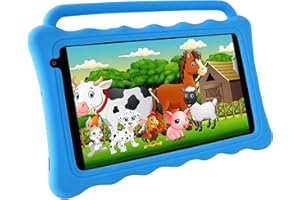 Tibuta 7 tabletas para niños, pantalla HD 1024 x 600 IPS, WiFi 2G + 32 GB, modo de control parental, tableta para niños pequeños con funda para niños para Kids Edition (azul claro)