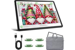 KEIWRLIGHT Leuchttisch A3 mit Tasche, 5600 Lux Sehr Hell LED Lightpad mit Seitliche Tasten, Magnetischer Clip, 6 Stufige Dimmung 3 Farbtemperatur Light Pad Lichtpad für Diamond Painting, Zeichnen Skizzieren