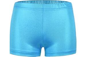 Maeau - Girls Shorts for Dance Metallic Shiny Ballet Dance Shorts Stretch Slim Fit Athletic Gymnastics Short Performance Hot Pants for Ages 3-12