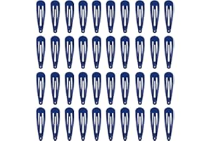PIDOUDOU 40 Pack Navy Color 2 Inch Metal Snap Hair Clips Kids Barrettes Girls' Hair Accessories (Navy)